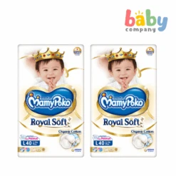 MamyPoko Royal Soft Taped Diapers - Large, 40 Pads X 2 Packs