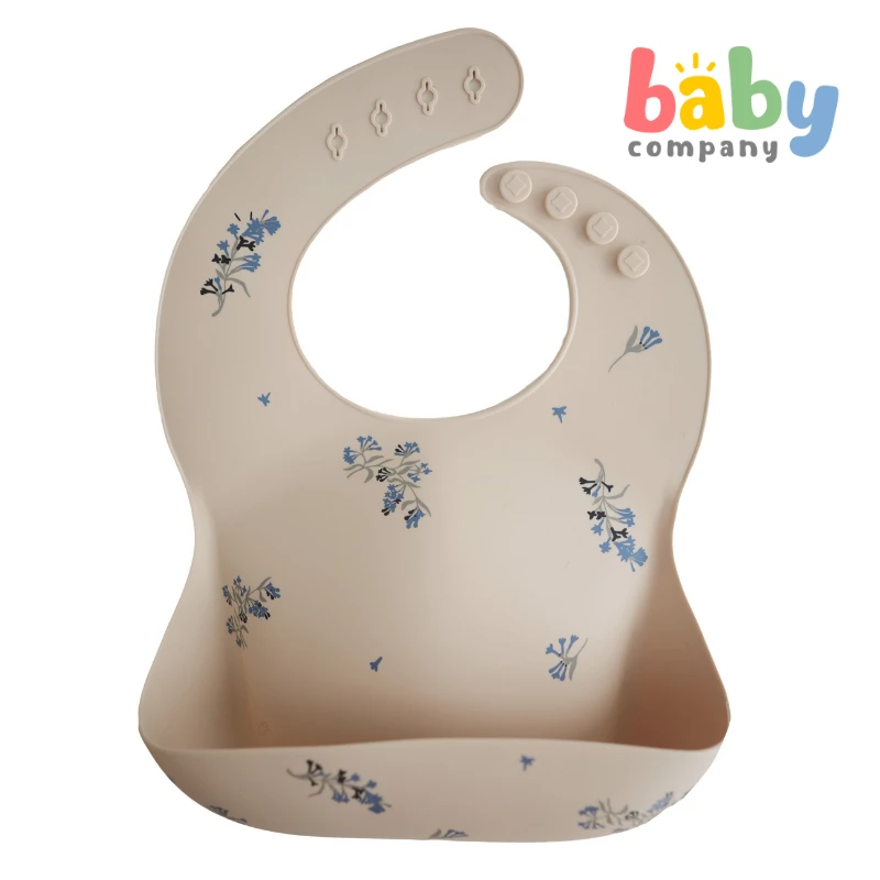 Mushie Silicone Bib - Lilac Flowers 1 Mushie Silicone Bib - Lilac Flowers