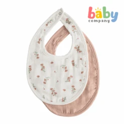 Mushie Muslin Bib 2-Pack - Blush/Pink Floral