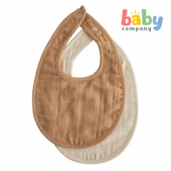 Mushie Muslin Bib 2-Pack - Roman Green/Fog