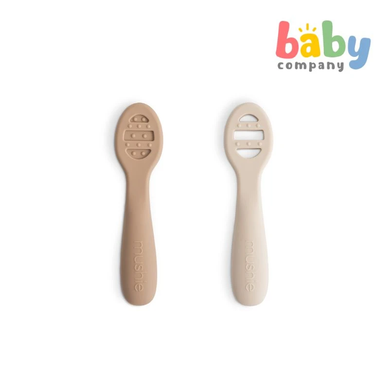 Mushie First Feeding Baby Spoons 2 Pack - Natural/ Shifting Sand 1 Mushie First Feeding Baby Spoons 2 Pack - Natural/ Shifting Sand
