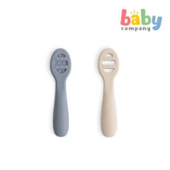 Mushie First Feeding Baby Spoons 2 Pack - Tradewinds/ Shifting Sand