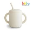 Mushie Silicone Training Cup + Straw - Ivory