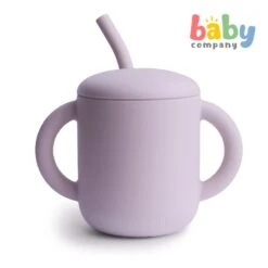 Mushie Silicone Training Cup + Straw - Soft Lilac