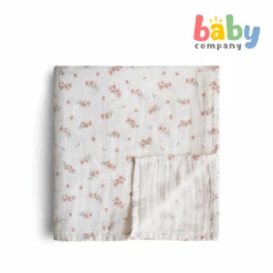 Mushie Swaddle Printed - Pink Flowers