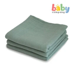 Mushie Muslin Cloth 3-pack - Roman Green