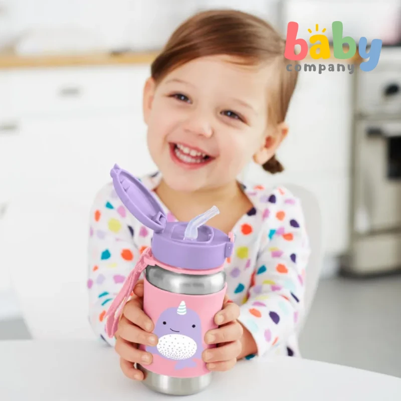 Mushie Skip Hop Zoo SS Straw Bottle - Narwhal 3 Mushie Skip Hop Zoo SS Straw Bottle - Narwhal - Image 3