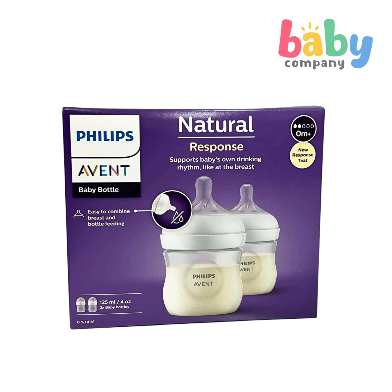 Philips Avent Natural Response Baby Bottle 0m+ - 4oz/125ml, Pack Of 2 2 Philips Avent Natural Response Baby Bottle 0m+ - 4oz/125ml, Pack Of 2 - Image 2