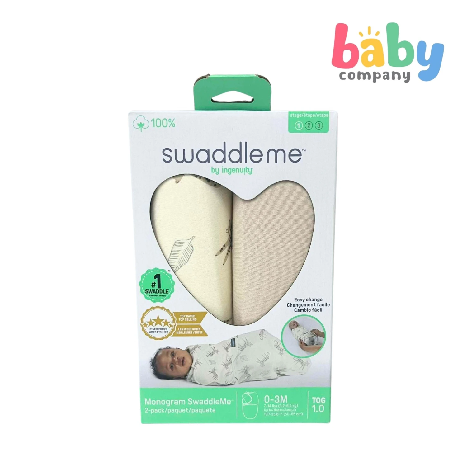 Swaddle Me Monogram Pack Of 2 - Born Free 2 Swaddle Me Monogram Pack Of 2 - Born Free - Image 2